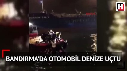 Bandırma'da otomobil denize uçtu