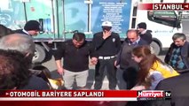 MALTEPE'DE OTOMOBİL BARİYERE SAPLANDI