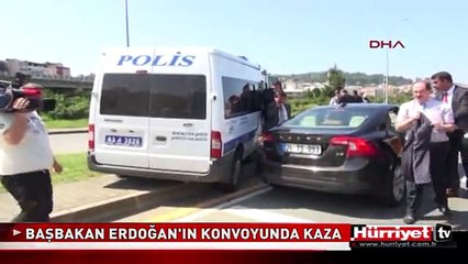 BAŞBAKAN ERDOĞAN'IN KONVOYUNDA KAZA
