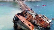 Şile'de karaya oturan gemi 17 ay sonra parçalanarak karaya çıkarılıyor