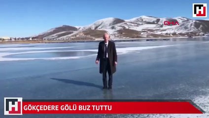 Gökçedere gölü buz tuttu