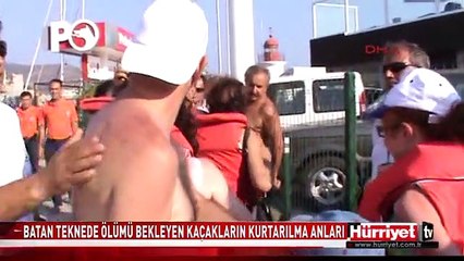 BATAN TEKNEDE ÖLÜMÜ BEKLEYEN KAÇAKLARIN KURTARILMA ANLARI