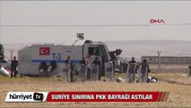 Şanlıurfa Suriye sınırına PKK bayrağı astılar