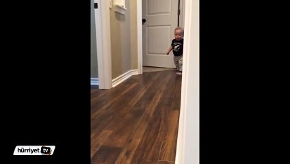 Büyükbabası tarafından korkutulan şirin bebek