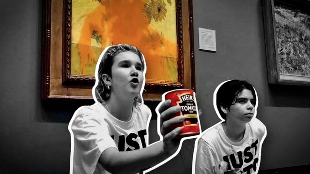 Ecologistas lanzan tomate sobre 'Los girasoles' de Van Gogh