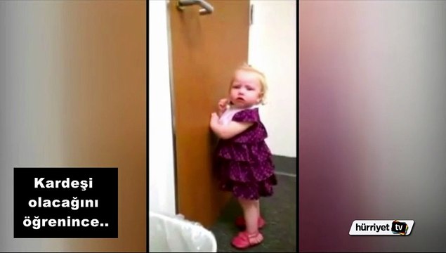 Kardeşi olacağını öğrenen minik kız çıldırdı