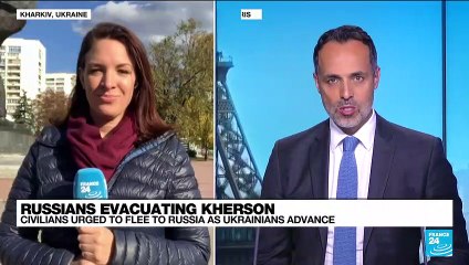 Video herunterladen: Ukraine denounces 'deportation' as Russia starts to evacuate Kherson residents