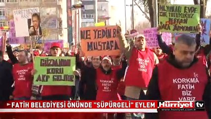 FATİH BELEDİYESİ ÖNÜNDE "SÜPÜRGELİ" EYLEM