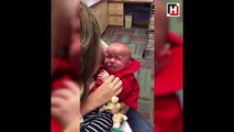 Annesinin sesini ilk kez duyan bebek