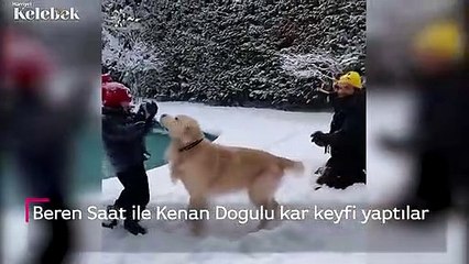 Beren Saat ile Kenan Doğulu kar keyfi yaptılar