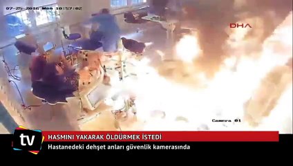 Hasmını yakarak öldürmek istedi.. Dehşet anları kamerada