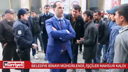 Belediye binayı mühürledi, işçiler mahsur kaldı