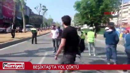 Beşiktaş'ta metro çalışmasında yol çöktü, trafik durdu
