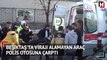 Beşiktaş'ta virajı alamayan araç polis otosuna çarptı