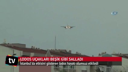 İstanbul'da lodos uçakları beşik gibi salladı