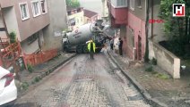 Kağıthane'de facianın eşiğinde dönüldü  kayan beton mikseri eve girdi