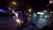 Beşiktaş Barbaros Bulvarı'nda tek teker ile terör estiren motosikletliler kamerada
