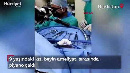 Görüntüler Hindistan'dan... 9 yaşındaki kız beyin ameliyatı sırasında piyano çaldı