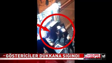 DÜKKANA SIĞINDILAR! TAKSİM GEZİ PARKI PROTESTOSU