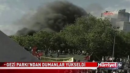 TAKSİM GEZİ PARKI'NDAN DUMANLAR YÜKSELDİ