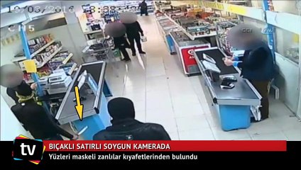 Bıçaklı satırlı market hırsızları kamerada...