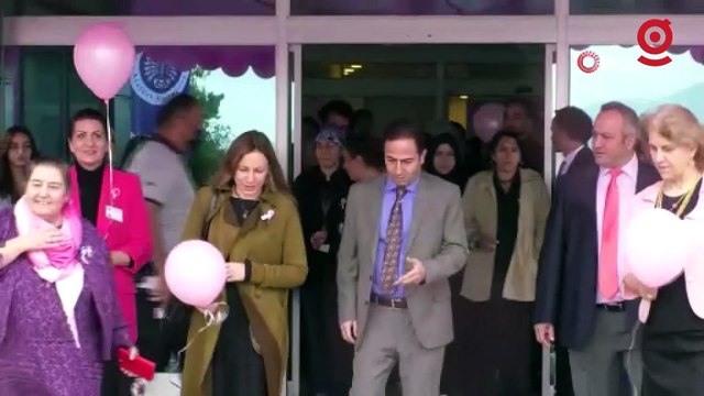 Meme kanserine dikkat çekmek için pembe balon uçurdular