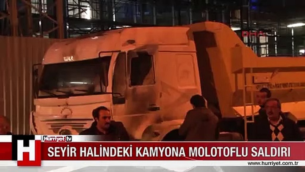 BEYOĞLU'NDA SEYİR HALİNDEKİ KAMYONA MOLOTOFLU SALDIRI