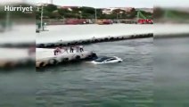 Çanakkale Biga'da otomobil denize düştü