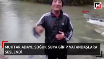 Muhtar adayı 'Her hava şartına muhtarınız hazırdır' diyerek soğuk suya girdi