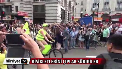 Bisikletlerini çıplak sürdüler