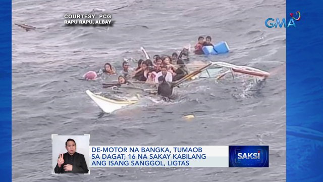 De-motor na bangka, tumaob sa dagat; 16 na sakay kabilang ang isang sanggol, ligtas | Saksi