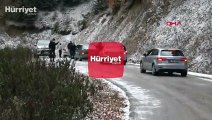 Son dakika haber... Yedigöller yolu kar ve buzlanma nedeniyle trafiğe kapatıldı