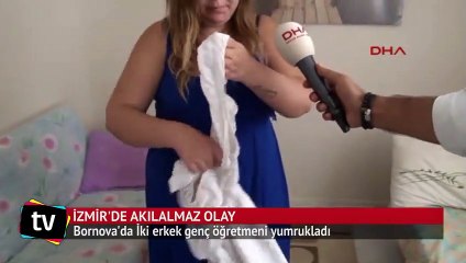 İki erkek genç öğretmeni yumrukladı