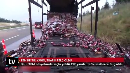 TEM’de TIR yandı, trafik felç oldu
