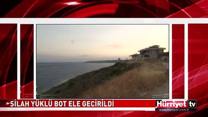 SAKIZ ADASI AÇIKLARINDA SİLAH YÜKLÜ BOT ELE GEÇİRİLDİ