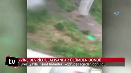 Vinç devrildi, çalışanlar ölümden döndü