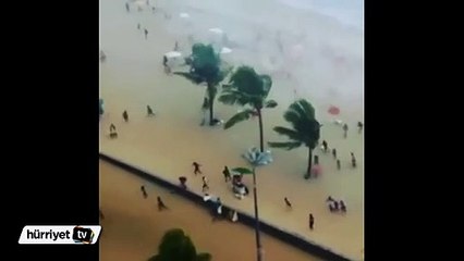 Brezilya'da sahile vuran kasırga panik yarattı