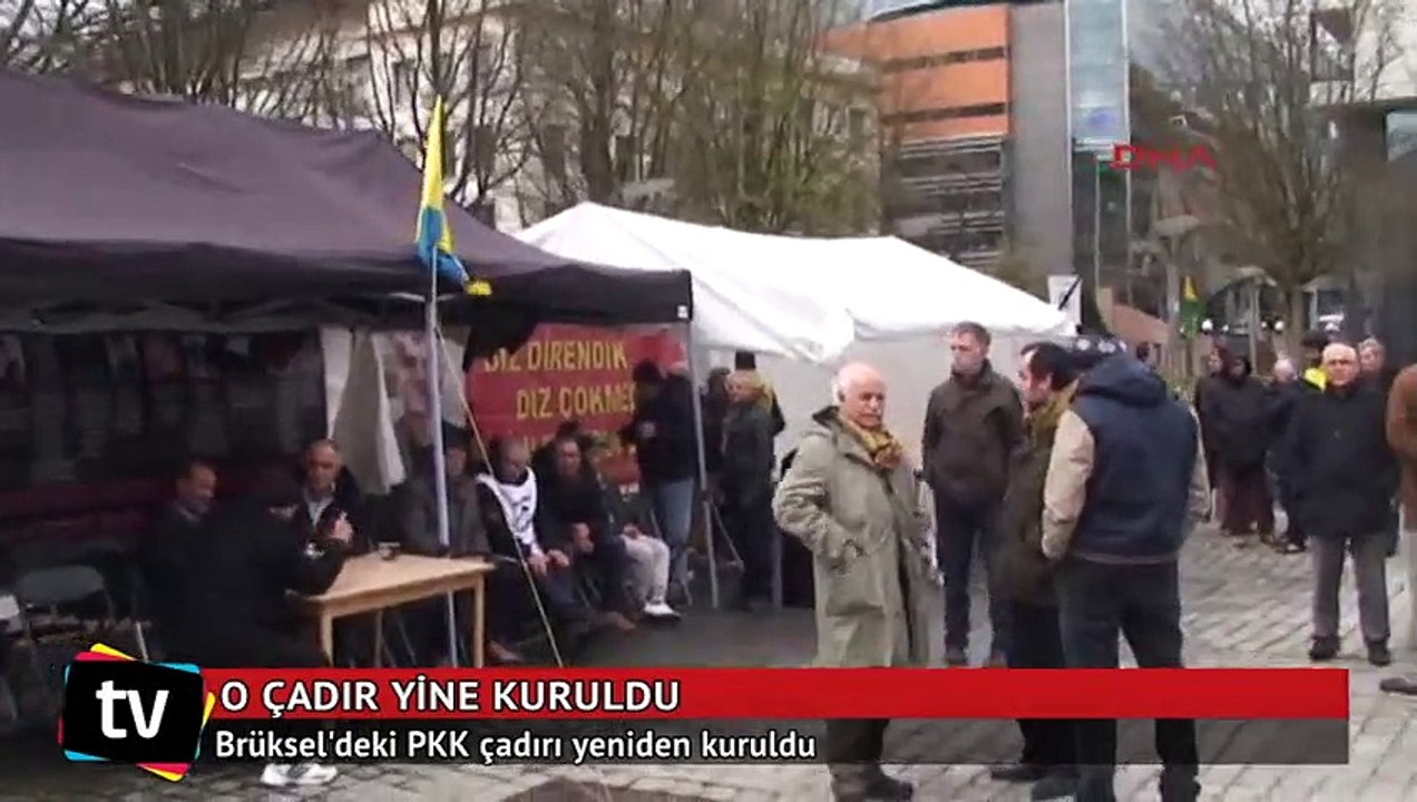 Brüksel'deki PKK çadırı yeniden kuruldu