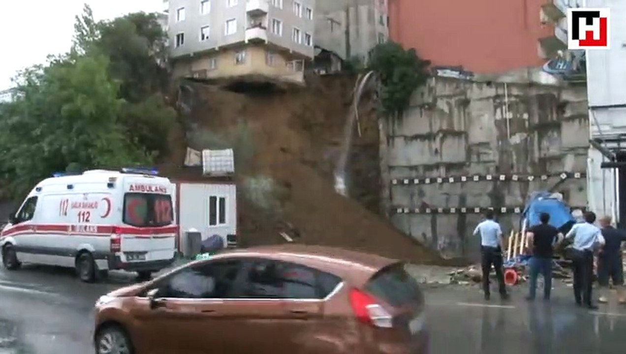 Building in Istanbul defies laws of physics after landslide takes away foundation