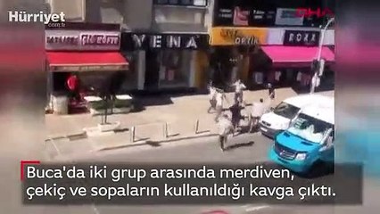 Buca'da 2 grup arasında çekiçli sopalı kavga