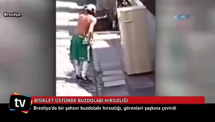 Bisiklet sırtında buzdolabı hırsızlığı