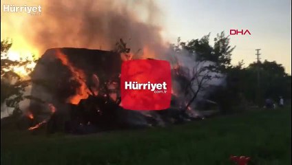 Saman yüklü TIR alev alev yandı