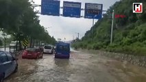 İstanbul yolunu sel bastı!