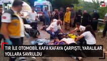 TIR ile otomobil kafa kafaya çarpıştı, yaralılar yollara savruldu