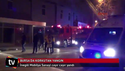 İnegöl Mobilya Sanayi bölgesinde büyük yangın