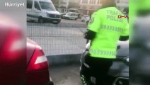 Hatalı park yüzünden aracı çekilen sürücü polislere hakaret etti