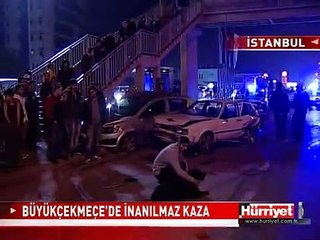 BÜYÜKÇEKMECE'DE İNANILMAZ KAZA