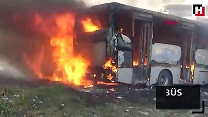 Bursa'da park halindeki 2 otobüs yandı