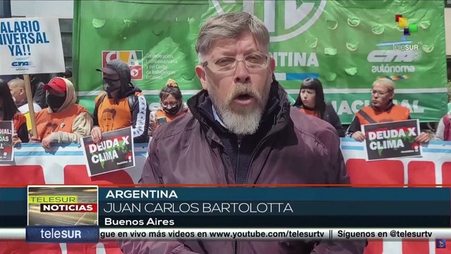 Organizaciones sociales exigen frente a la sede del FMI en Buenos Aires anulación de la deuda ilegal
