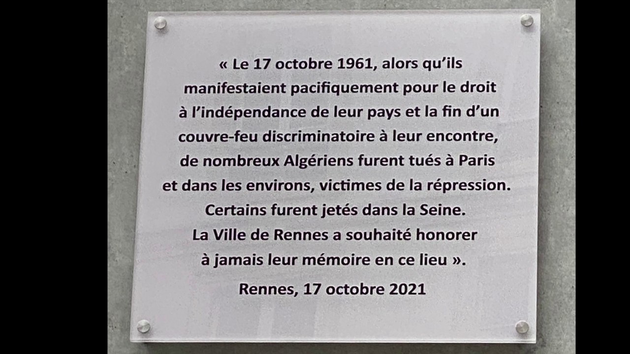 Plaque Rennes 17-10-61